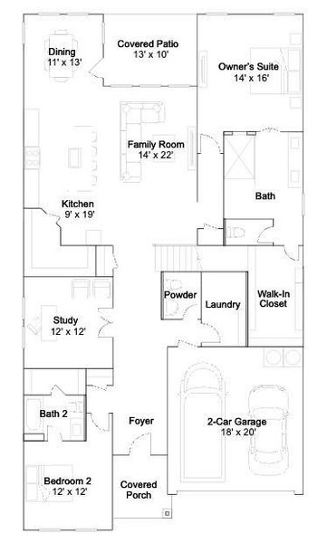 2D floor plan layout of this home in Winward Cove, Katy, TX (Image 3).
