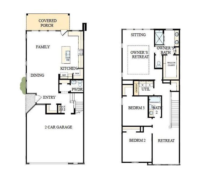 2D floor plan layout of this home in Westview Towns, Waxhaw, NC (Image 3).