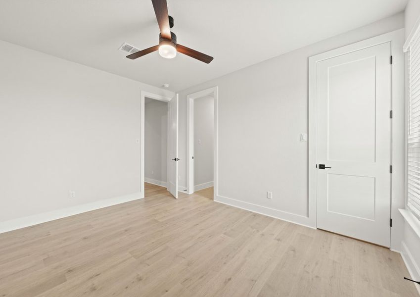 The flex room connects to the master suite and has a closet for additional storage.