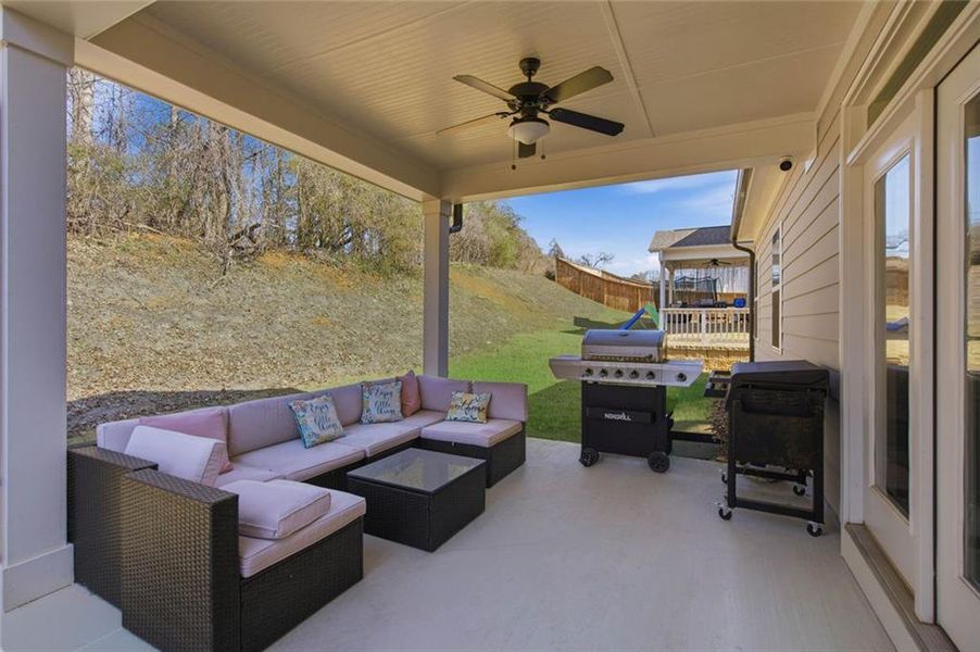 Exterior details and patio area of a home in Cambridge, Flowery Branch (Image 3).