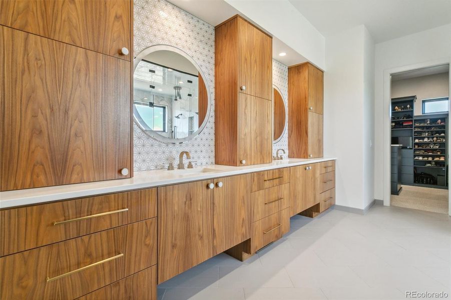 Custom tile work in primary bathroom