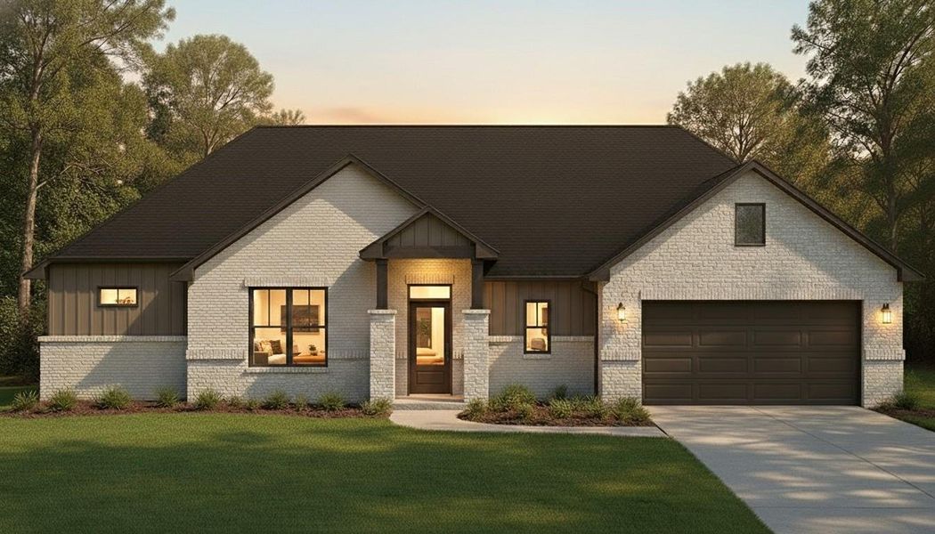 Front exterior of a new home in , Conroe, TX, highlighting curb appeal (Image 1). Front exterior of a new home in , Conroe, TX, highlighting curb appeal (Image 1).