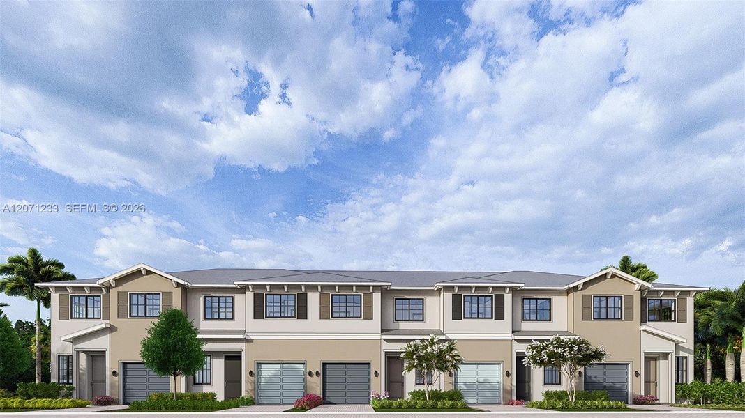Front exterior of a new home in , Homestead, FL, highlighting curb appeal (Image 1). Front exterior of a new home in , Homestead, FL, highlighting curb appeal (Image 1).