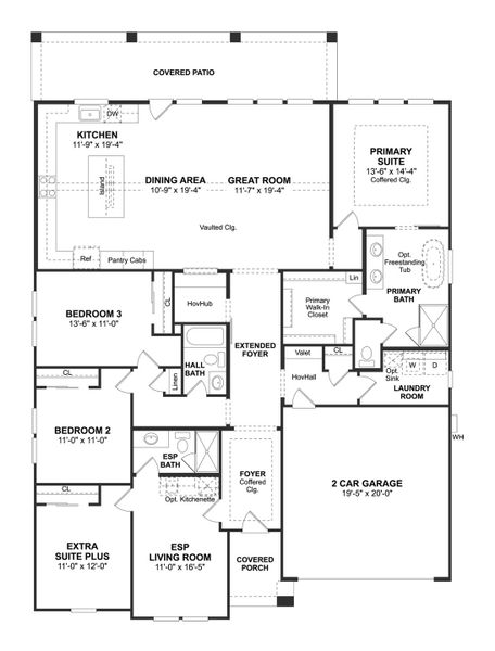 2D floor plan layout for the Belfast ESP by K. Hovnanian® Homes in Sterling Greene, Arlington, TX (Image 3).