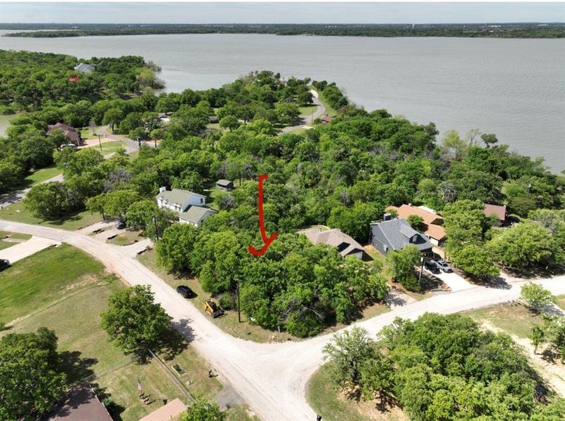 Aerial perspective showcasing a residential area with extensive tree coverage and proximity to a large body of water Aerial perspective showcasing a residential area with extensive tree coverage and proximity to a large body of water