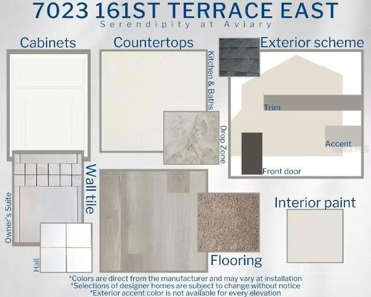 Sample of building materials used in homes in Aviary at Rutland Ranch, Parrish (Image 3).