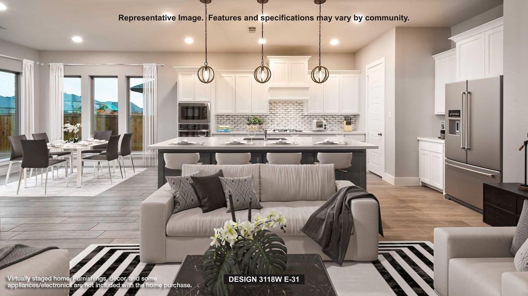 Furnished interior view inside a new home in Parkside on the River West, Georgetown (Image 6).
