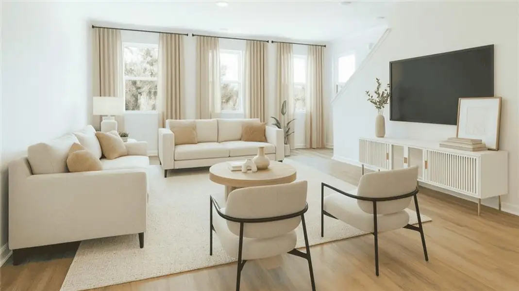 Furnished interior view inside a new home in Townes at Asbury, Hapeville (Image 4). Furnished interior view inside a new home in Townes at Asbury, Hapeville (Image 4).