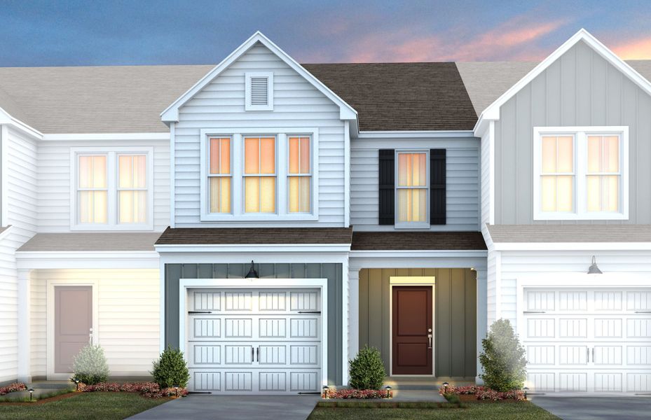 Front exterior of a new home in Poets Walk, Whitsett, NC, highlighting curb appeal (Image 19).