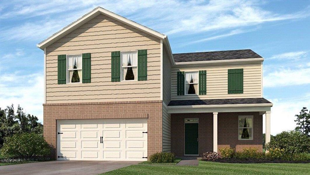 Representative exterior photo of a completed home built from the Flora by D.R. Horton in Aurora Creek, Dallas, GA (Image 2). Representative exterior photo of a completed home built from the Flora by D.R. Horton in Aurora Creek, Dallas, GA (Image 2).