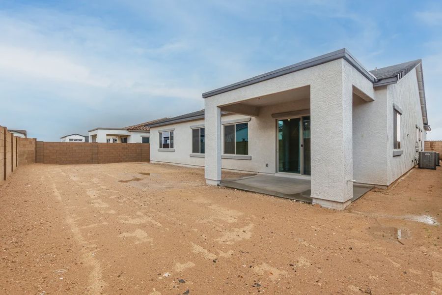 Exterior details and patio area of a home in Valencia at Granite Vista, Waddell (Image 22).