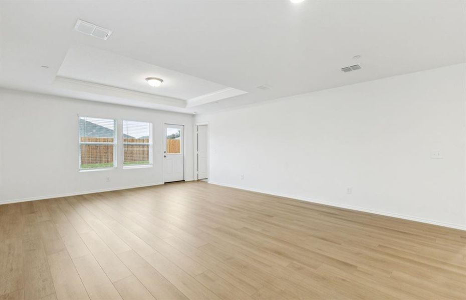 Spacious gathering room with large windows