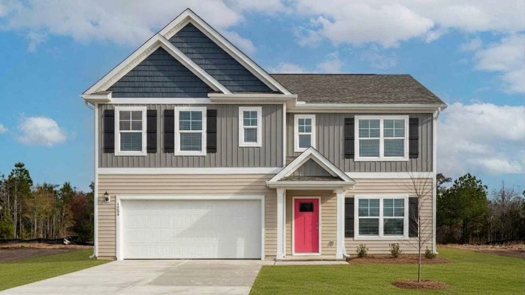 Front exterior of a new home in Vineyard Trail, Jacksonville, NC, highlighting curb appeal (Image 1). Front exterior of a new home in Vineyard Trail, Jacksonville, NC, highlighting curb appeal (Image 1).