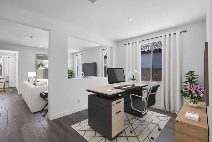 Furnished interior view inside a new home in CantaMia at Estrella 55+, Goodyear (Image 8).