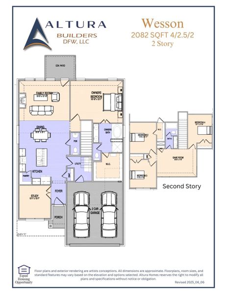 2D floor plan layout for the Wesson by Altura Homes in Mallard Point, Greenville, TX (Image 3).