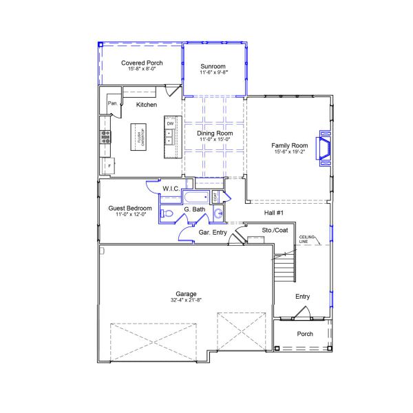 2D floor plan layout of this home in Grand Park, Leland, NC (Image 2). 2D floor plan layout of this home in Grand Park, Leland, NC (Image 2).