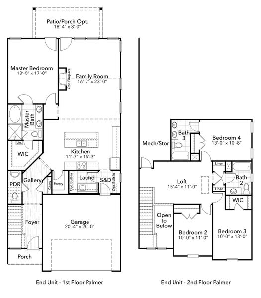 2D floor plan layout for the Palmer by Hunter Quinn Homes in Long Bay Golf Club, Longs, SC (Image 5).