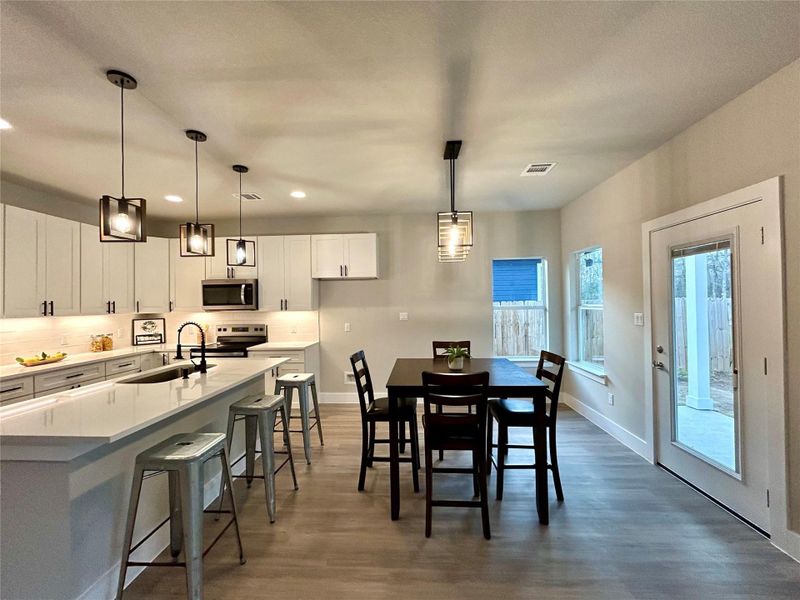 Dining area looking to the backyard.