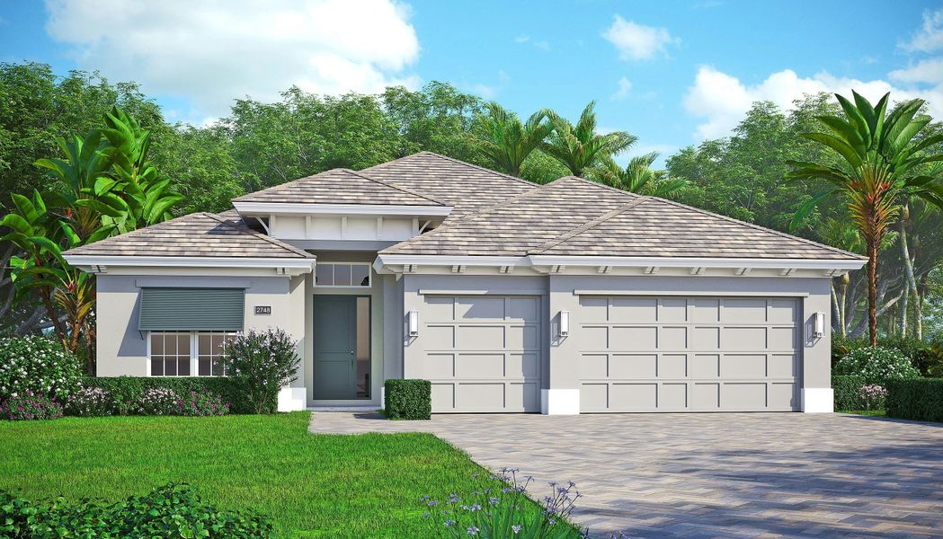 2D floor plan layout for the Iris Grande by GHO Homes in Belterra, Port St. Lucie, FL (Image 44).