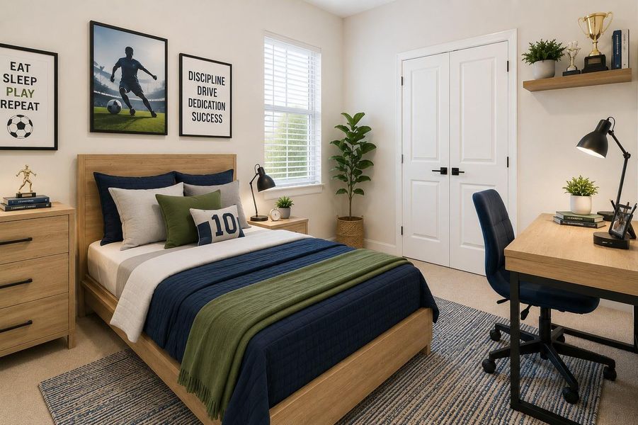This photo of bedroom #2 has been virtually staged.