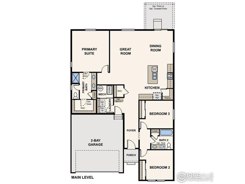2D floor plan layout of this home in The Overlook at Johnstown Farms, Johnstown, CO (Image 5).