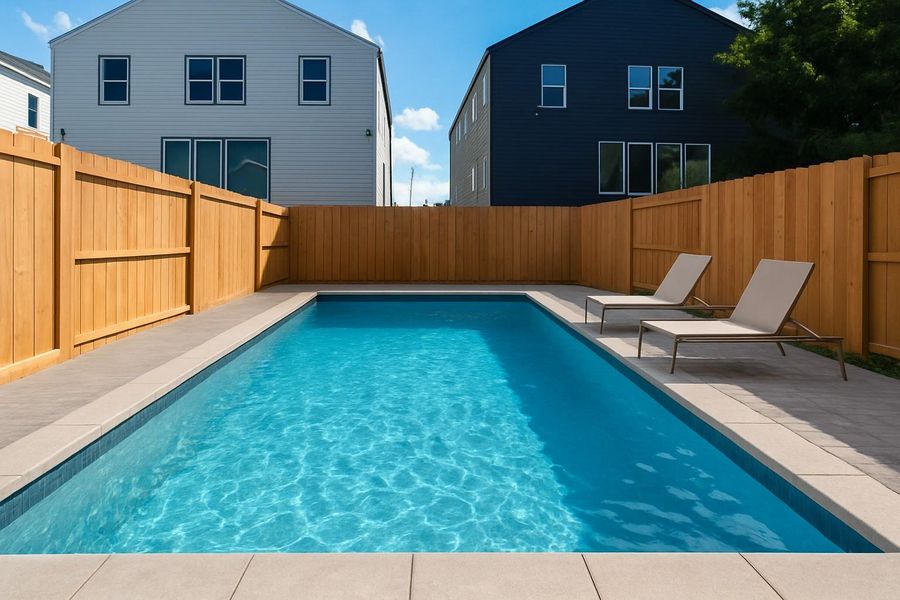 You can easily fit a pool within the back yard! Rendering of pool