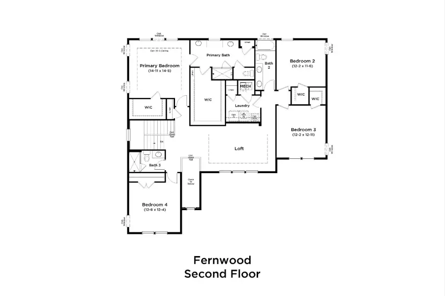 2D floor plan layout for the Fernwood by DRB Homes in Preserve at Old Mill, Wesley Chapel, FL (Image 5).