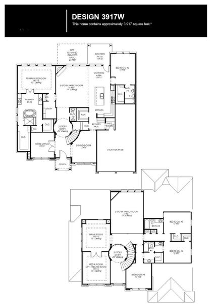 2D floor plan layout of this home in Parkside on the River West, Georgetown, TX (Image 2).