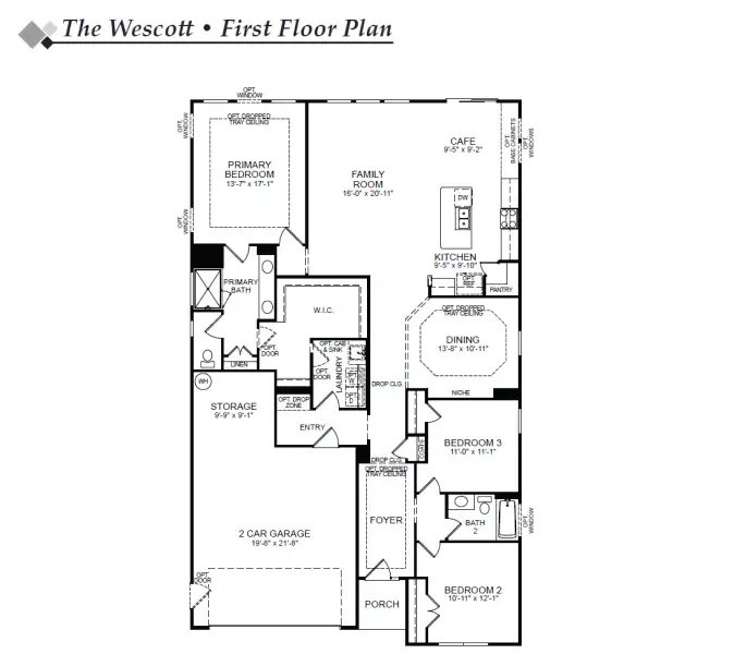 2D floor plan layout of this home in True Cedar at Woodside Plantation, Aiken, SC (Image 4).