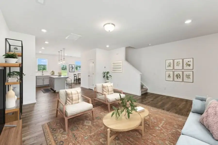 Representative furnished interior of a home built from the Lucas TH by True Homes in Hoover Townhomes, Charlotte (Image 6).