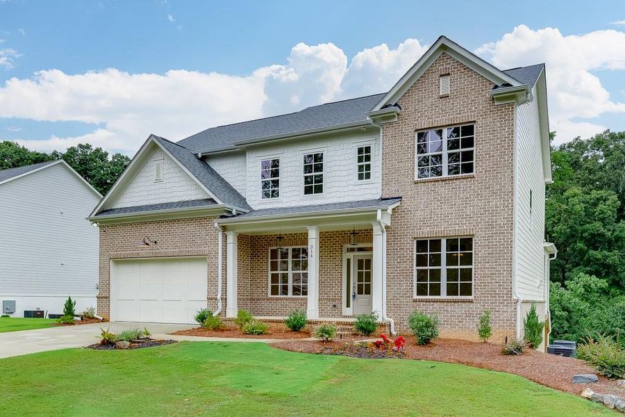 Front exterior of a new home in , Sugar Hill, GA, highlighting curb appeal (Image 23). Front exterior of a new home in , Sugar Hill, GA, highlighting curb appeal (Image 23).