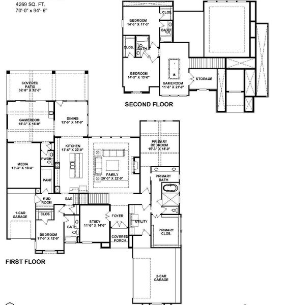 2D floor plan layout of this home in Legacy, League City, TX (Image 2).