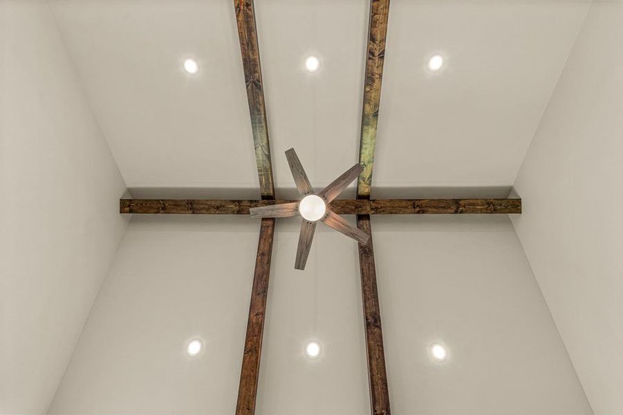 Interior details featuring beamed ceiling