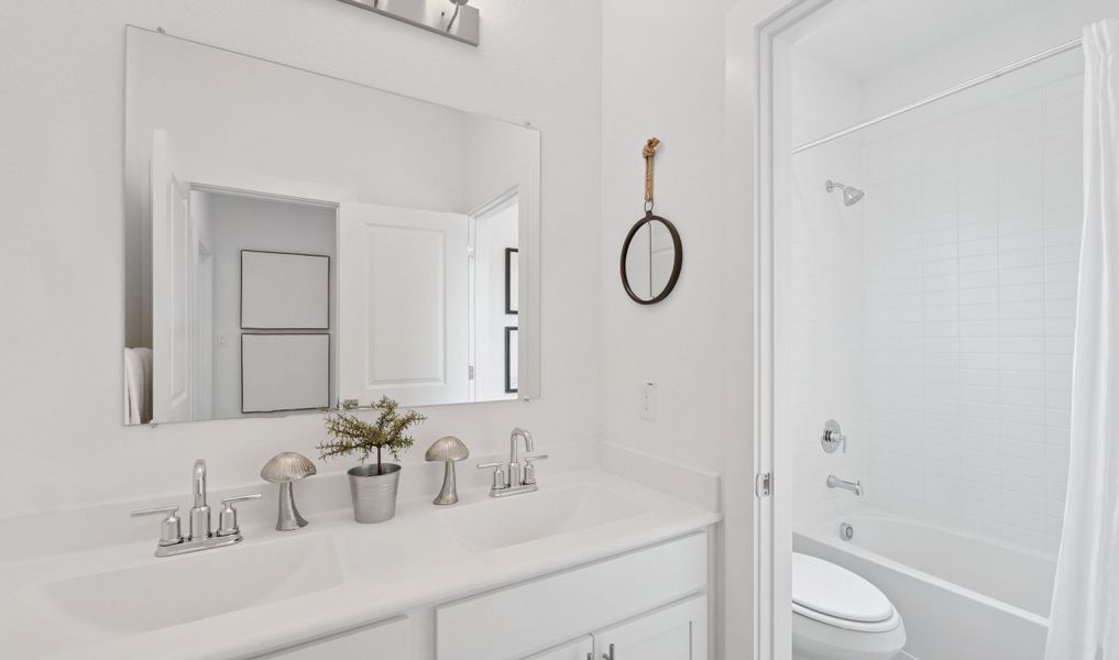 Hall bath with dual vanity Hall bath with dual vanity