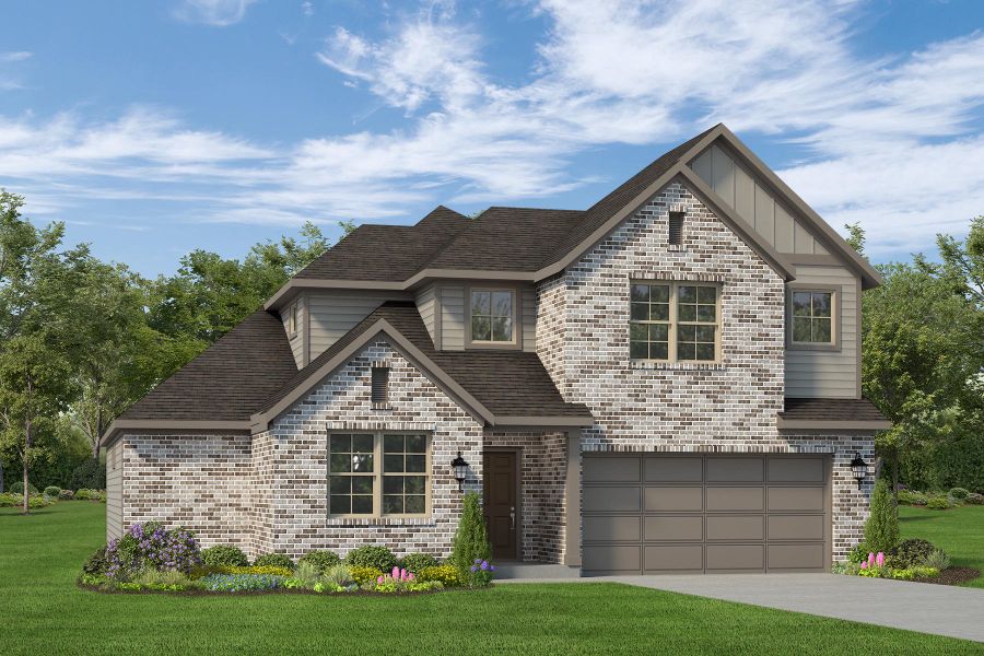 Representative exterior photo of a completed home built from the Louise by Autograph Homes in Sundance Cove, Crosby, TX (Image 2). Representative exterior photo of a completed home built from the Louise by Autograph Homes in Sundance Cove, Crosby, TX (Image 2).