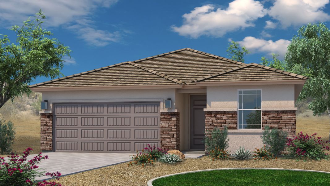 Representative exterior photo of a completed home built from the Plan 3513 by Scott Communities in The Views at Rancho Cabrillo, Peoria, AZ (Image 2). Representative exterior photo of a completed home built from the Plan 3513 by Scott Communities in The Views at Rancho Cabrillo, Peoria, AZ (Image 2).