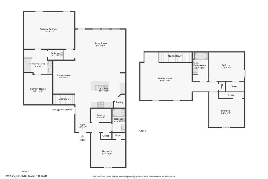 2D floor plan layout of this home in Bar W Ranch, Leander, TX (Image 5).