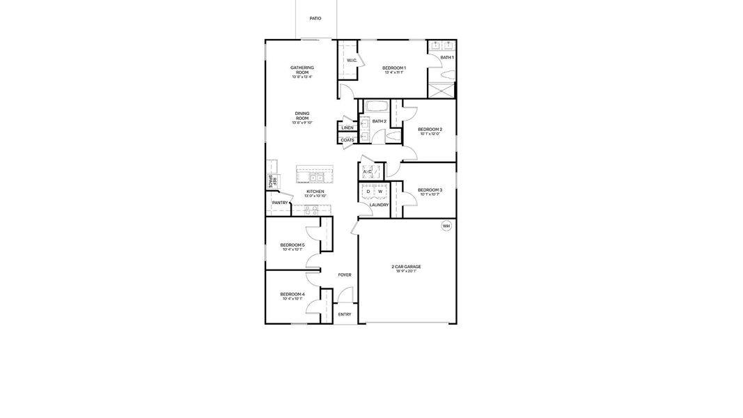 2D floor plan layout for the Dundee+ by D.R. Horton in Bridle Creek Express, Jacksonville, FL (Image 3).