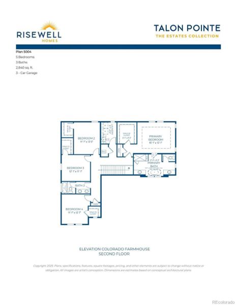 2D floor plan layout of this home in The Estates Collection at Talon Pointe, Thornton, CO (Image 5).