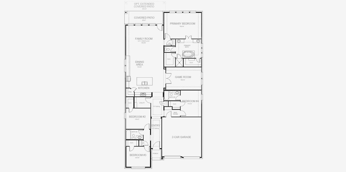 2D floor plan layout for the 2443H by Perry Homes in Eliana, Prosper, TX (Image 3).