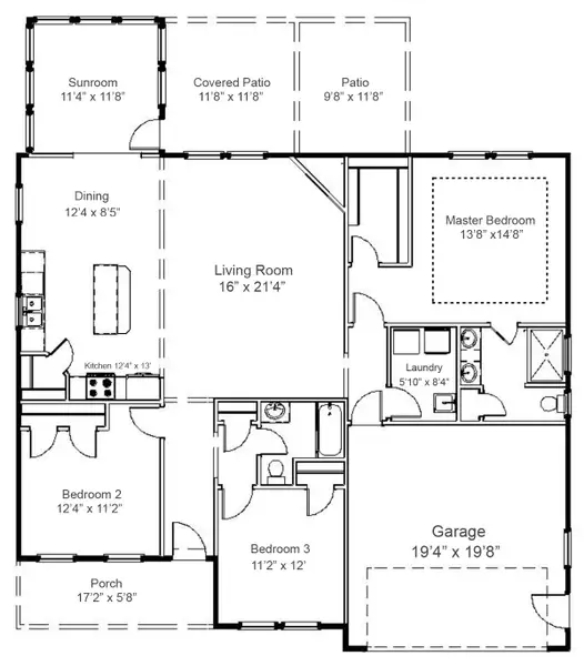 2D floor plan layout for the Mediterranean by Enchanted Homes in Messer Farms, Inman, SC (Image 3).