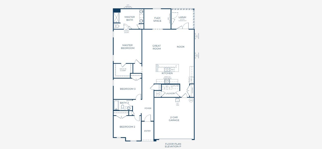2D floor plan layout for the Drexel by Maronda Homes in Mount Plymouth Greens, Mount Plymouth, FL (Image 5).