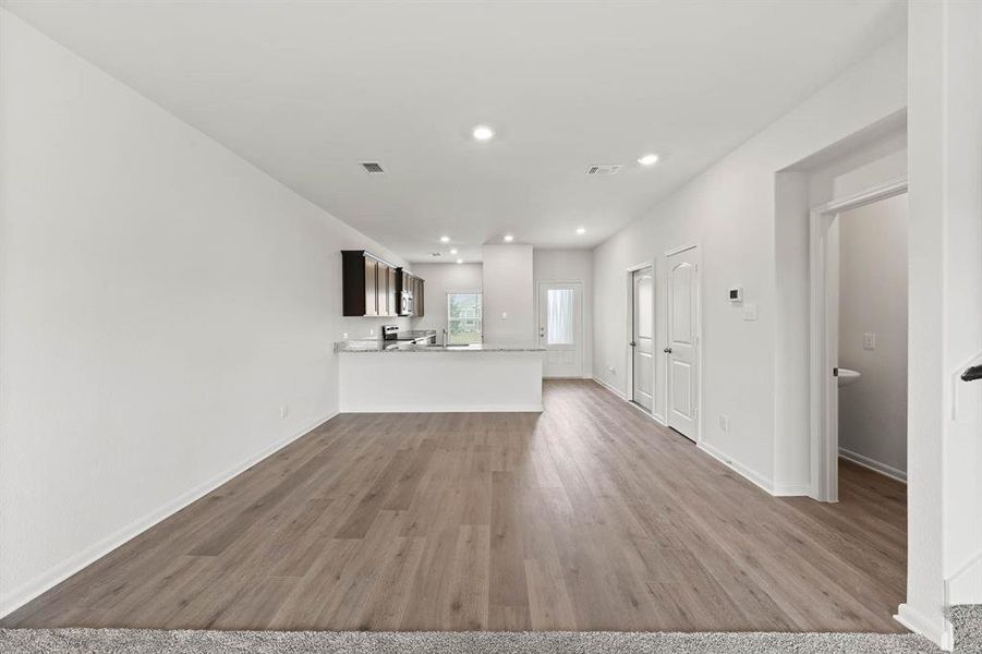 Dining room with light wood-style flooring