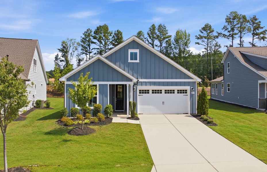 Representative exterior photo of a completed home built from the Prestige by Del Webb in Del Webb at Chatham Park, Pittsboro, NC (Image 21). Representative exterior photo of a completed home built from the Prestige by Del Webb in Del Webb at Chatham Park, Pittsboro, NC (Image 21).
