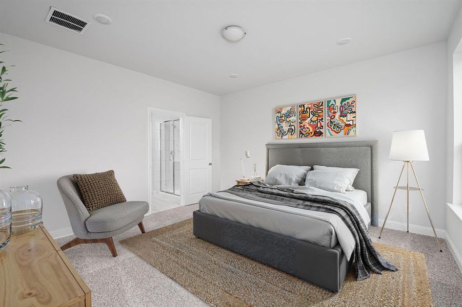 Bedroom featuring visible vents and baseboards