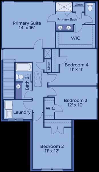 2D floor plan layout for the Fisher by UnionMain Homes in Walden Pond, Forney, TX (Image 4).