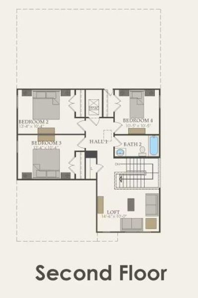 Floor plan - Pulte- Dinero Elevation HC201 Second Level Floor plan - Pulte- Dinero Elevation HC201 Second Level