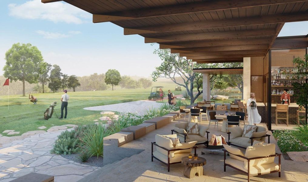 View of patio with an outdoor hangout area