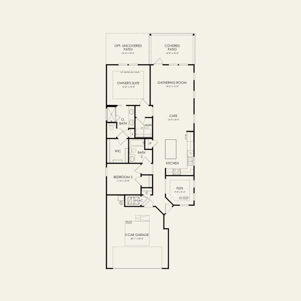 2D floor plan layout for the Contour by Del Webb in Del Webb Carolina Ridge, Midland, NC (Image 5).