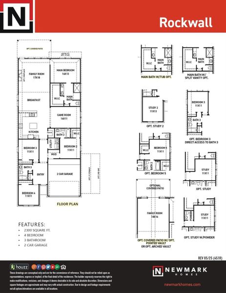2D floor plan layout of this home in Sienna 45', 50', Missouri City, TX (Image 2).
